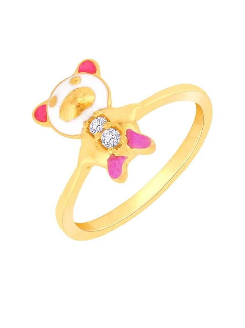 14K Kids Horse in Horseshoe Tri-Color CZ Yellow Gold Ring – Mayas Gold