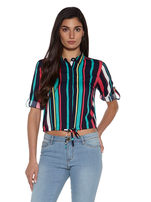 Nuon by Westside Multicolour Striped Rigg Top