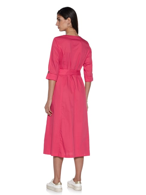 Buy Bombay Paisley by Westside Pink Pure Cotton Dress With Belt for Women Online @ Tata CLiQ