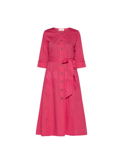Buy Bombay Paisley by Westside Pink Pure Cotton Dress With Belt for Women Online @ Tata CLiQ