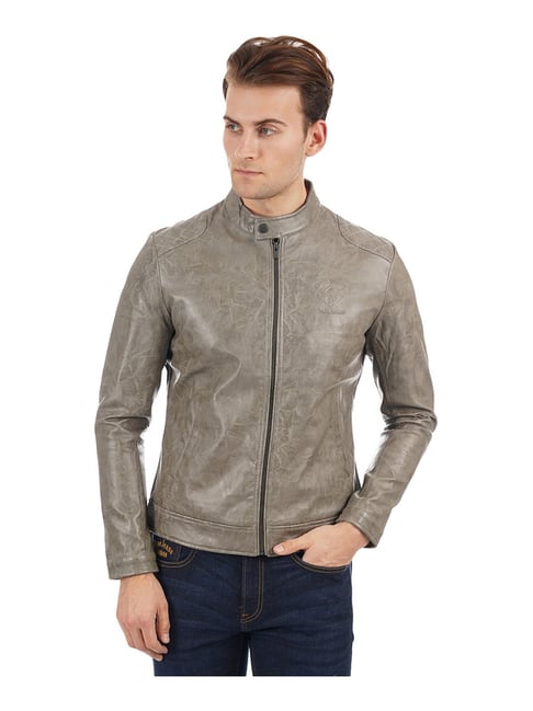 Buy Pepe Jeans Grey Regular Fit Textured Jacket for Mens Online @ Tata CLiQ
