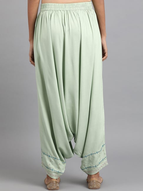In-Sattva Women's Indian Rich Colored Harem Pants Lime Green - In-Sattva