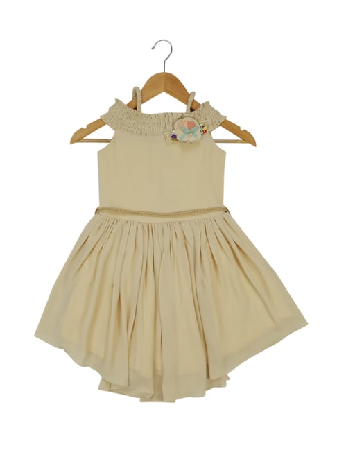 Tiny Girl Kids Cream Applique Party Dress