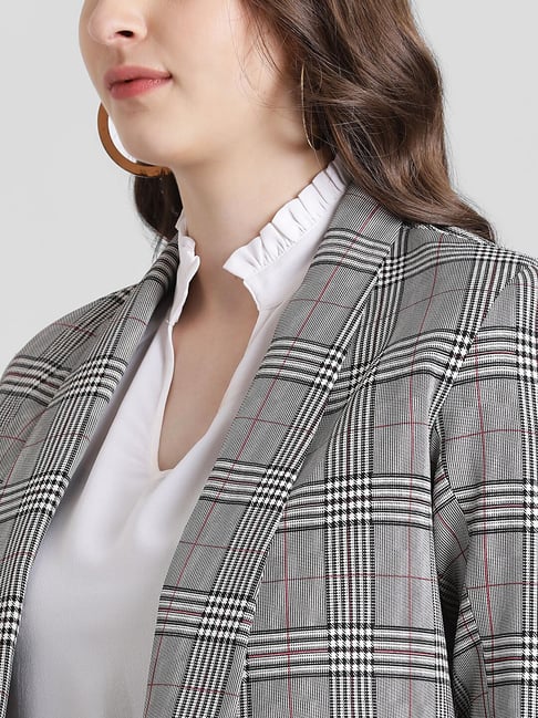 Buy Zink London Grey Plaid Pattern Blazer for Women Online Tata CLiQ