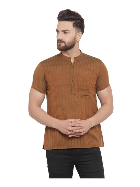 Abhiyuthan Brown Striped Kurta