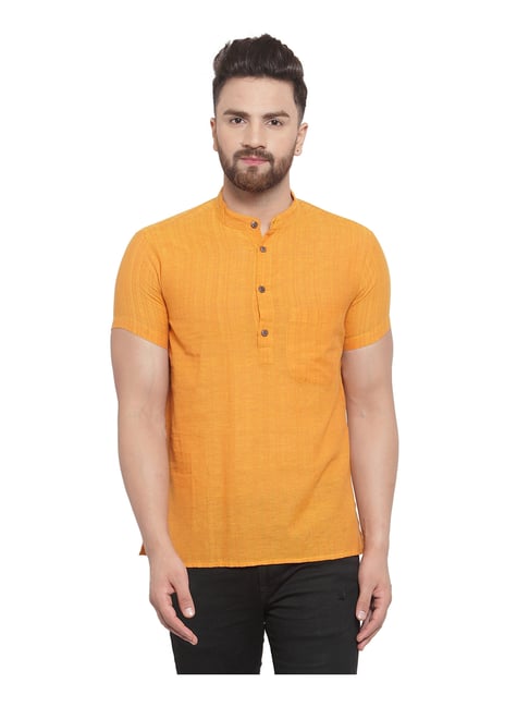 Abhiyuthan Yellow Striped Kurta