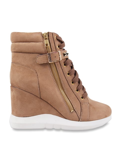 Wedge sneakers tan hotsell
