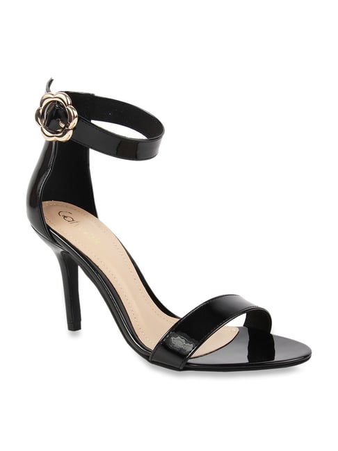 Catwalk Women's Black Ankle Strap Stilettos