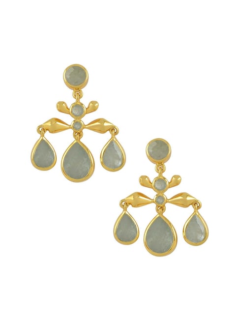 Tribe Amrapali Malya Gold Plated Blue White Enamelled Lotus Pearl Moon  Earrings for Women (BM(EER)17-32) : Amazon.in: Fashion