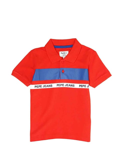 Pepe Jeans Kids Red Printed Polo T-Shirt