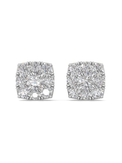 2 Carat Cushion Cut diamond Basket Stud Earring In 18K White Gold |  Fascinating Diamonds