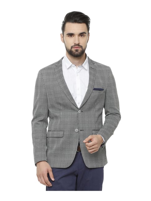 Buy Louis Philippe Louis Philippe Men Blue Self-Design Slim Fit  Single-Breasted Casual Blazer at Redfynd