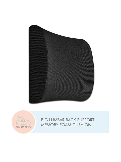 The White Willow Black Memory Foam Back Support Comfort Lumbar Cushion - Set of 1