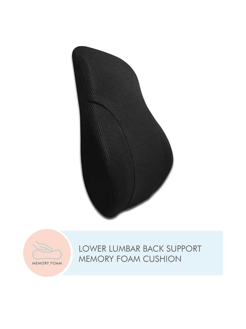 The White Willow Black Memory Foam Spine Support Lumbar Cushion - Set of 1
