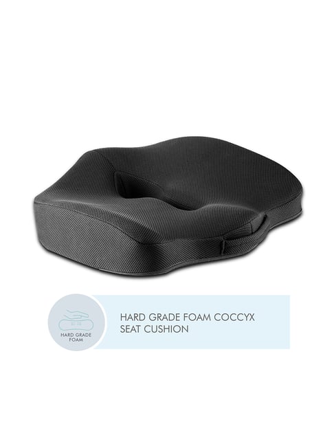 The White Willow Black Coccyx Orthopedic Hard Grade Foam Seat Cushion - Set of 1