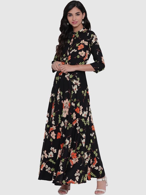 black dress floral print