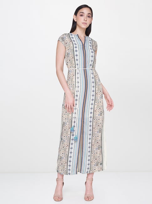 AND Beige Printed Maxi Dress