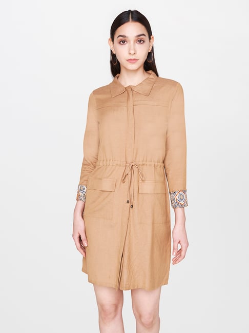 AND Camel Above Knee Dress