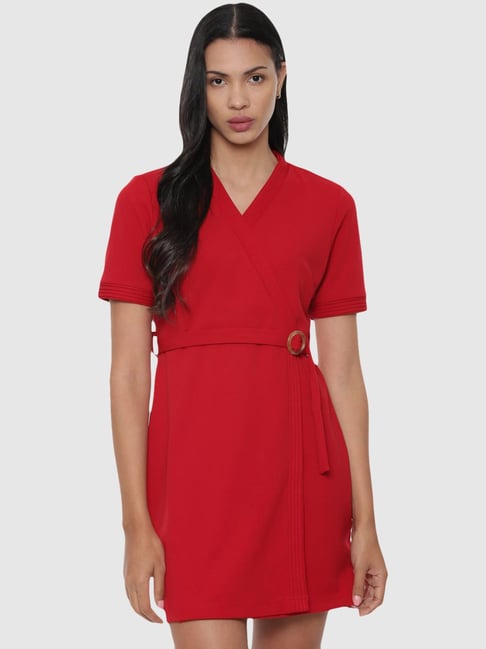 Van Heusen Red Regular Fit A-Line Dress Price in India