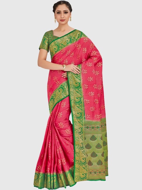 Rani Pink Paithani Silk Saree - Urban Womania