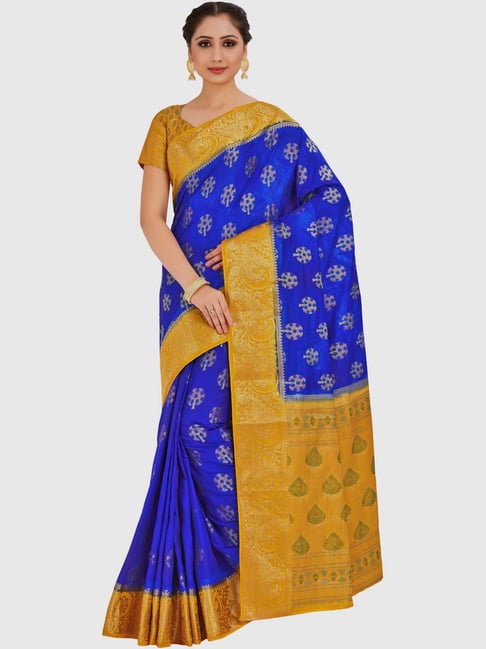 Mimosa Blue Printed Paithani Saree With Blouse