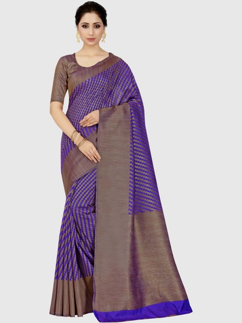 Mimosa Purple Woven Patola Saree With Blouse Price in India