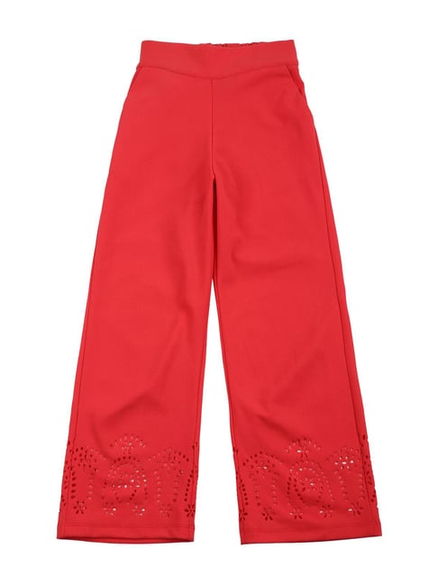 Allen Solly Junior Red Solid Trousers