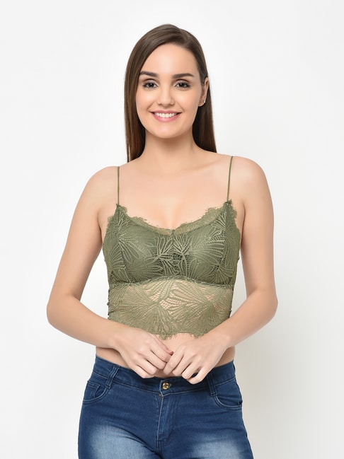 Da Intimo Olive Lace Non Wired Padded Bralette Price in India