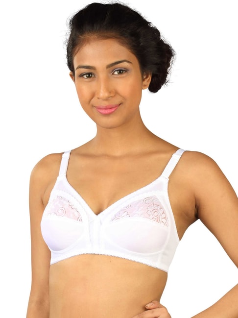 Buy Triumph White Lace Work Non-Padded Full Coverage Bra for Women
