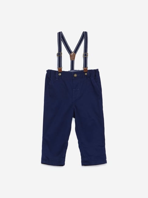 Buy Baby HOP by Westside Navy Trousers With Suspenders for Infant