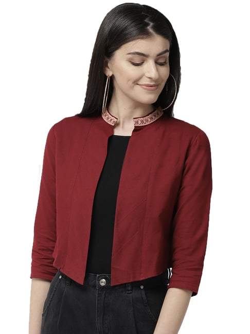 Style Quotient Wine Cotton Shrug