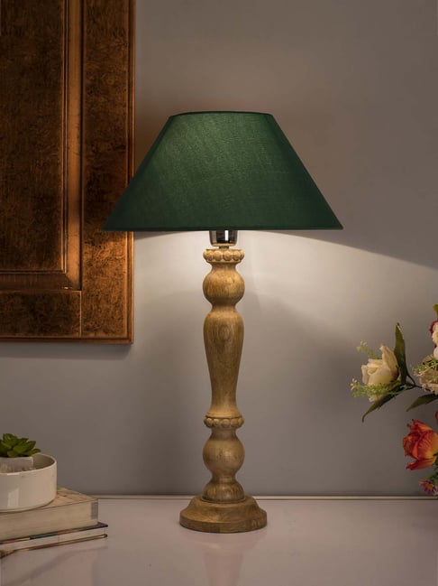 Homesake Natural Eureka Polka Table Lamp with Green Shade (Bulb Included) Set of
