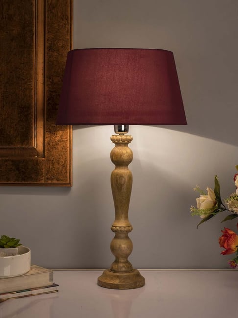 Homesake Natural Eureka Polka Table Lamp with Red Shade (Bulb Included)  Set of