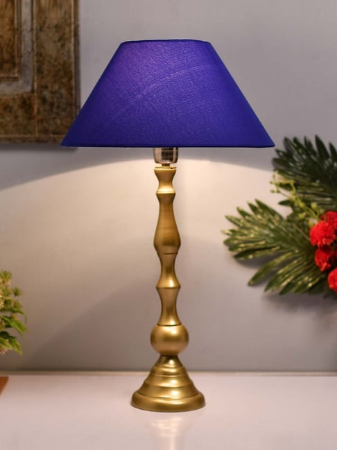 Buy Homesake Golden Teardrop Brushed Lamp with Blue Shade at Best