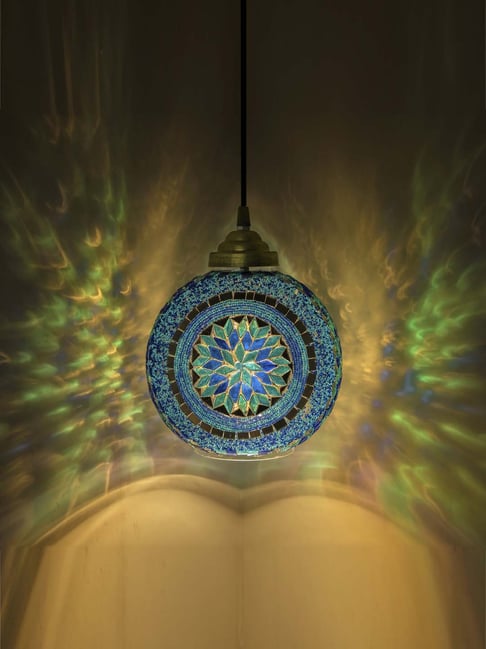 Homesake Blue Hanging Mosaic Lamp - Set of 1-picture-41