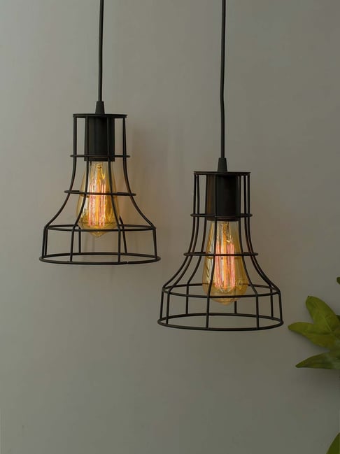 Homesake E27 Edison Vintage Black Metal Shade Hanging Lights - Set of 2 (Bulb not included)-picture-31