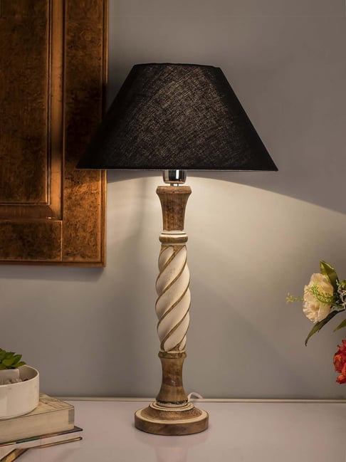Buy Homesake Antique Wood White Twister Table Lamp with Black