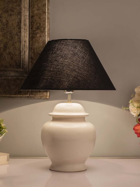 Buy Homesake White Ceramic Lamp with Cone Shade (Bulb Included