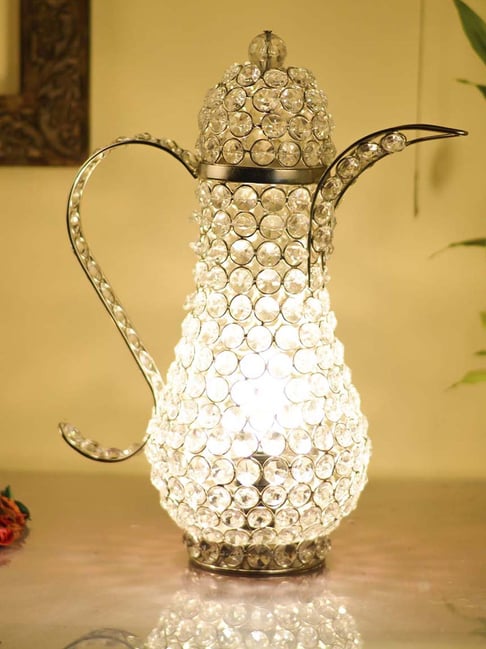 Homesake Silver Vintage Crystal Surahi Table Lamp (Bulb Included) - Set of 1-picture-19