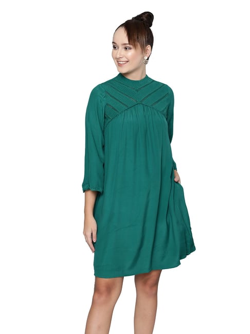 Label Ritu Kumar Teal Above Knee Dress With Camisole