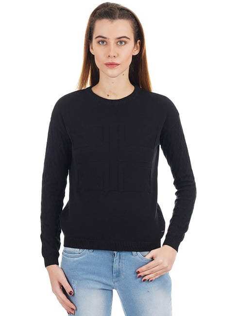 Pepe Jeans Black Textured Sweater