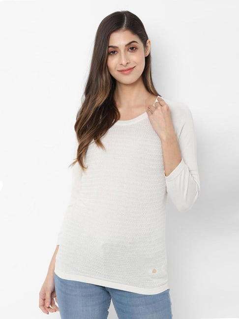 Solly by Allen Solly White Textured Top