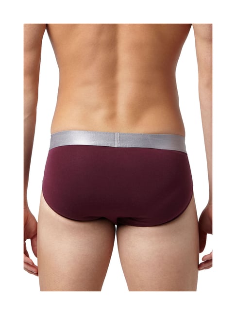 Buy Park Avenue Maroon Cotton Brief (Pack Of 2) for Men Online