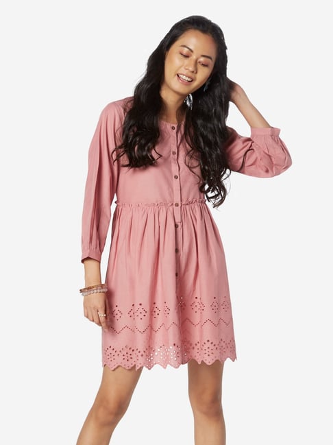 dull pink dress