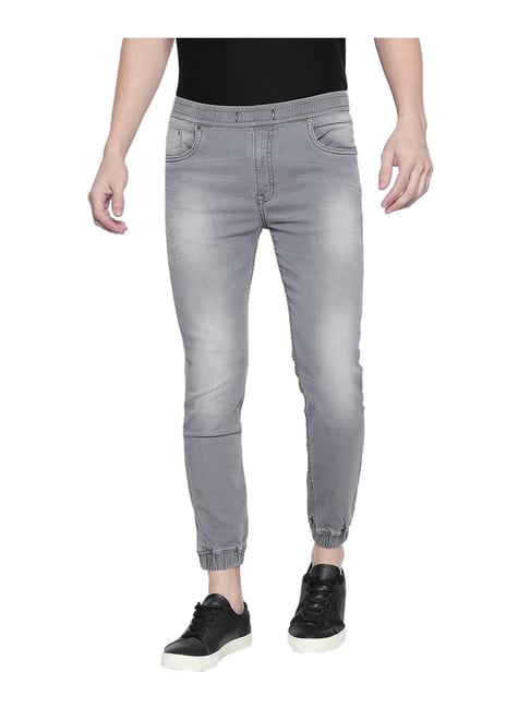 Buy Mufti Grey Lightly Washed Jogger Jeans for Men Online Tata CLiQ