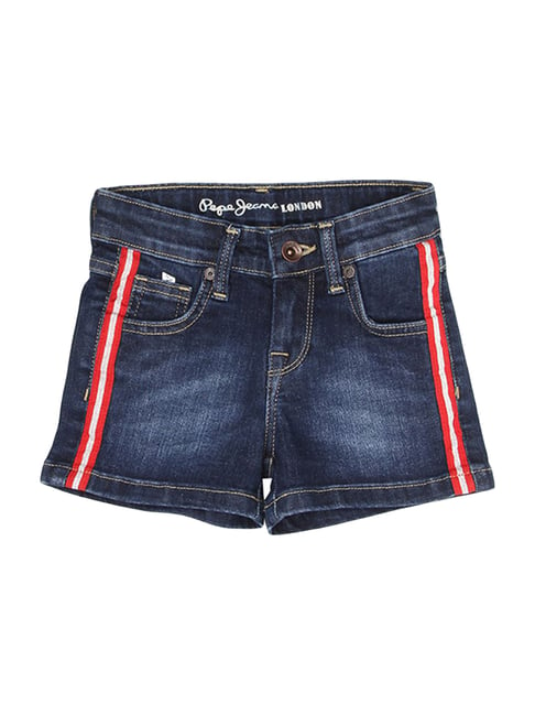 Pepe Jeans Kids Dark Used Blue Washed Shorts