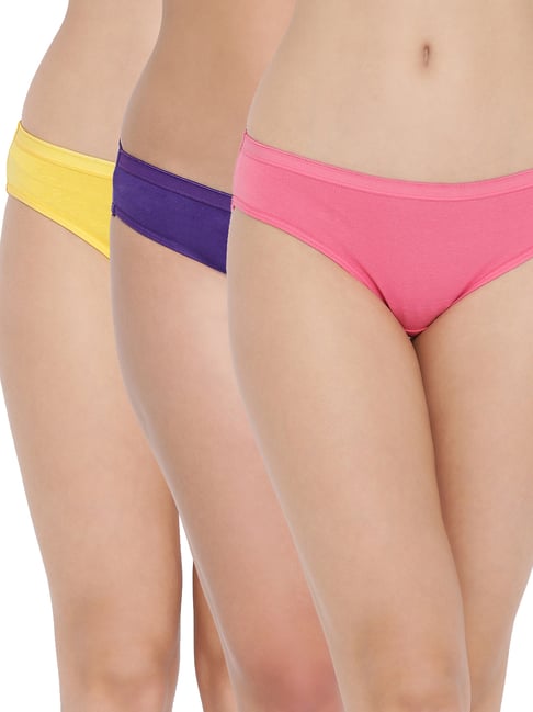 Clovia Multicolor Cotton Bikini Panty (Pack of 3)