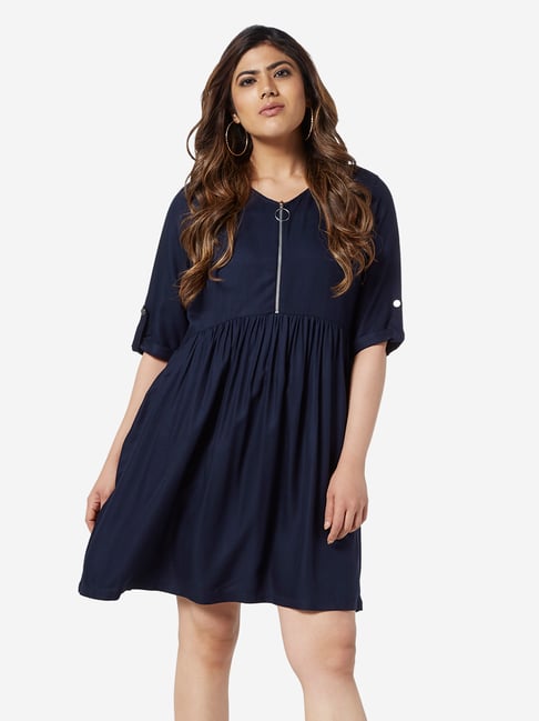 Sassy Soda Curve by Westside Navy Celia Zip Pattern Dress