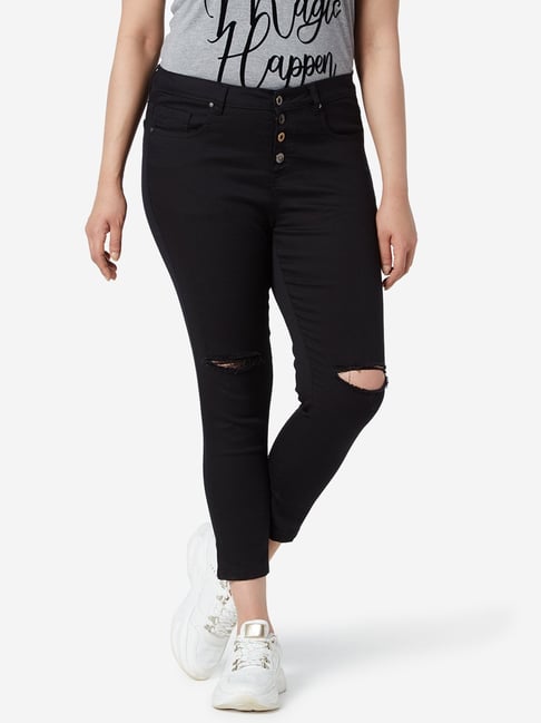 Sassy Soda Curve by Westside Black Distressed Jeans