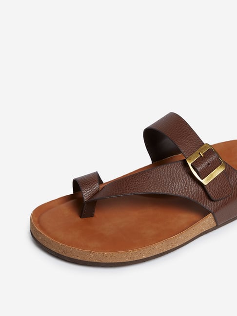 brown toe loop sandals